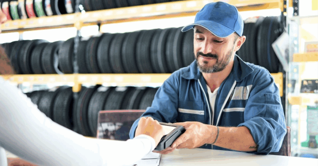 Auto Repair Shop Credit Card Payment With Customer
