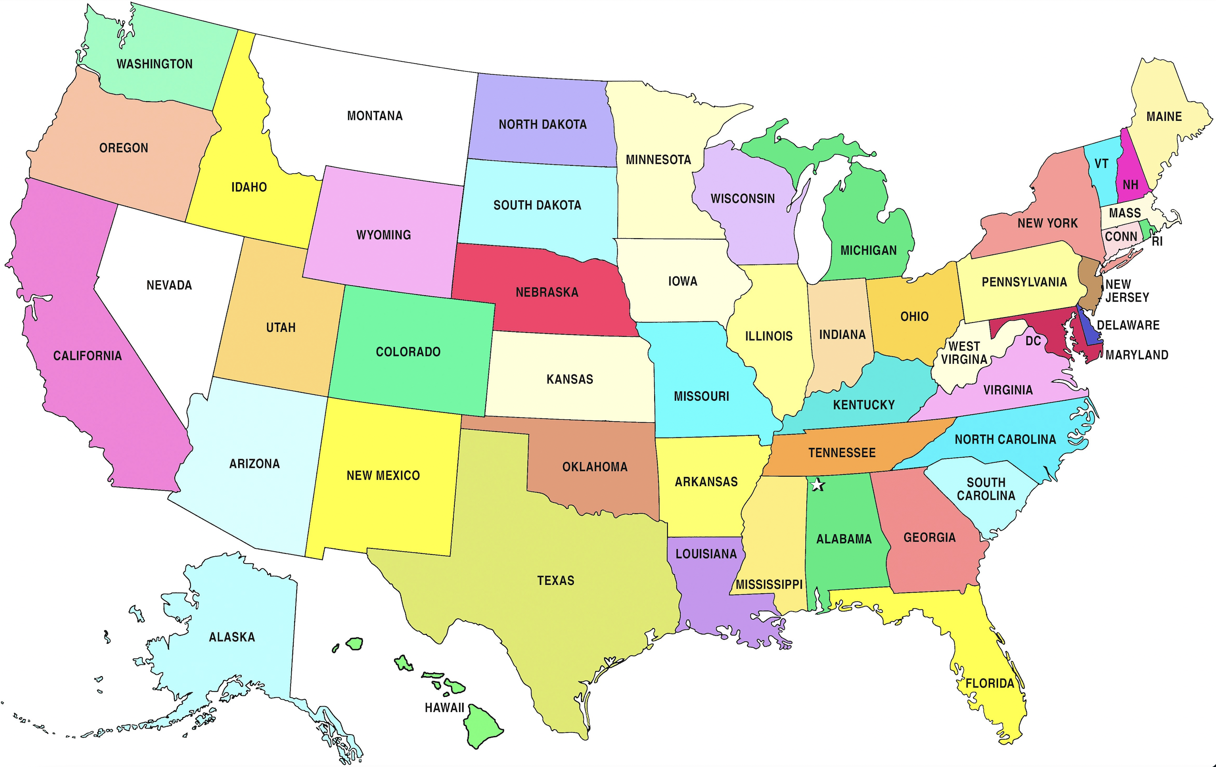 USA map for dual pricing or surcharging