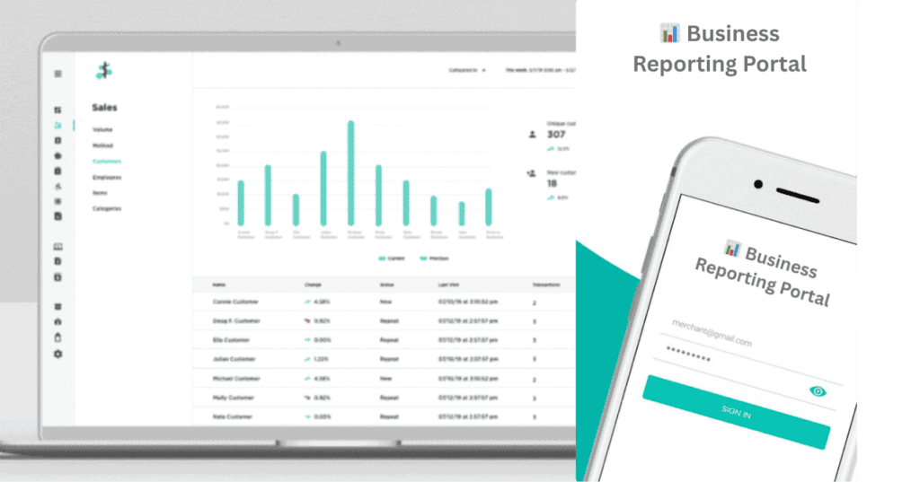business reporting portal hub credit card transactions 